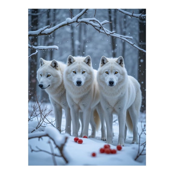 Diamond Art Kit for Adults, Three Wolves Winter Snow Scene Diamond Painting for Adults Beginners, 5D DIY Diamond Art Painting Kits, Colorful Diamond Painting Craft for Home Decor 12x16