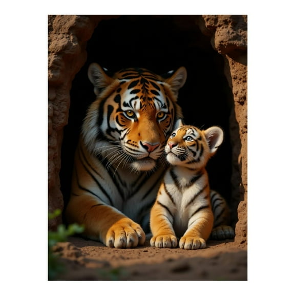 Diamond Art Kit for Adults, Tiger Family Bonding Moment Diamond Painting for Adults Beginners, DIY Diamond Art Painting Kits, 5D Diamond Painting Crafts for Home Decor 12x16 Frameless