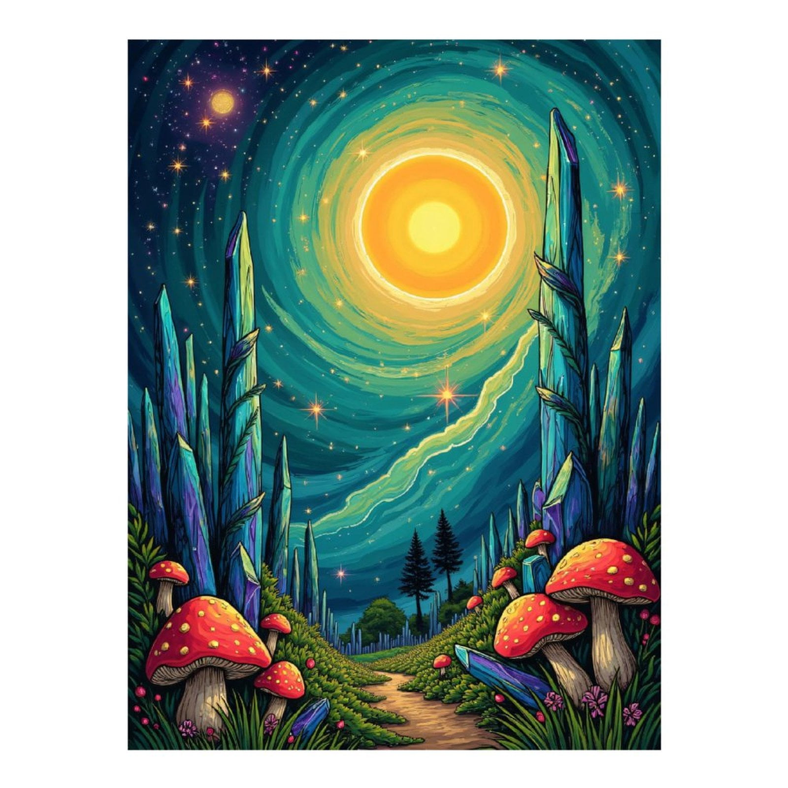 Diamond Art Kit for Adults, Tranquil Fantasy Forest Pathway Diamond Painting for Adults Beginners, 5D DIY Diamond Art Painting Kits, Colorful Diamond Painting Craft for Home Decor 12x16