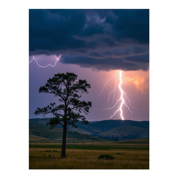 Diamond Art Kit for Adults, Tree Lightning Storm Landscape Diamond Painting for Adults Beginners, 5D DIY Diamond Art Painting Kits, Colorful Diamond Painting Craft for Home Decor 12x16