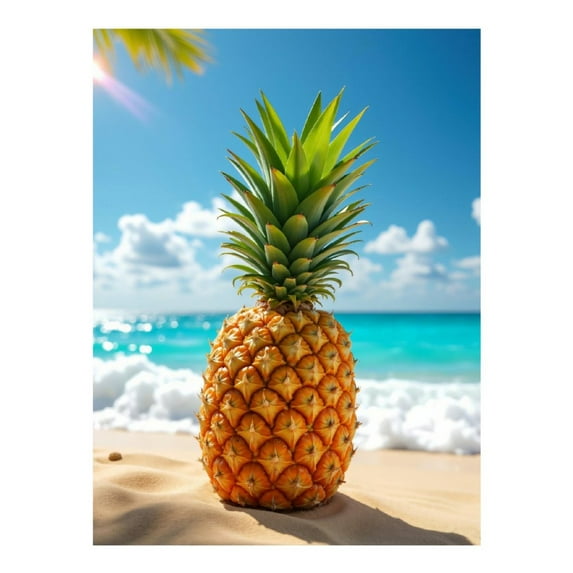 Diamond Art Kit for Adults, Tropical Beach Pineapple Scene Diamond Painting for Adults Beginners, 5D DIY Diamond Art Painting Kits, Colorful Diamond Painting Craft for Home Decor 12x16