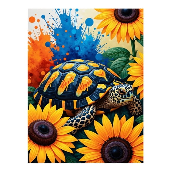 Diamond Art Kit for Adults, Turtle Sunflowers Splash Art Diamond Painting for Adults Beginners, DIY Diamond Art Painting Kits, 5D Diamond Painting Crafts for Home Decor 12x16 Frameless