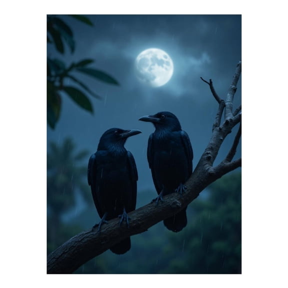 Diamond Art Kit for Adults, Two Crows Moonlit Night Rainy Branch Diamond Painting for Adults Beginners, DIY Diamond Art Painting Kits, 5D Diamond Painting Crafts for Home Decor 12x16 Frameless