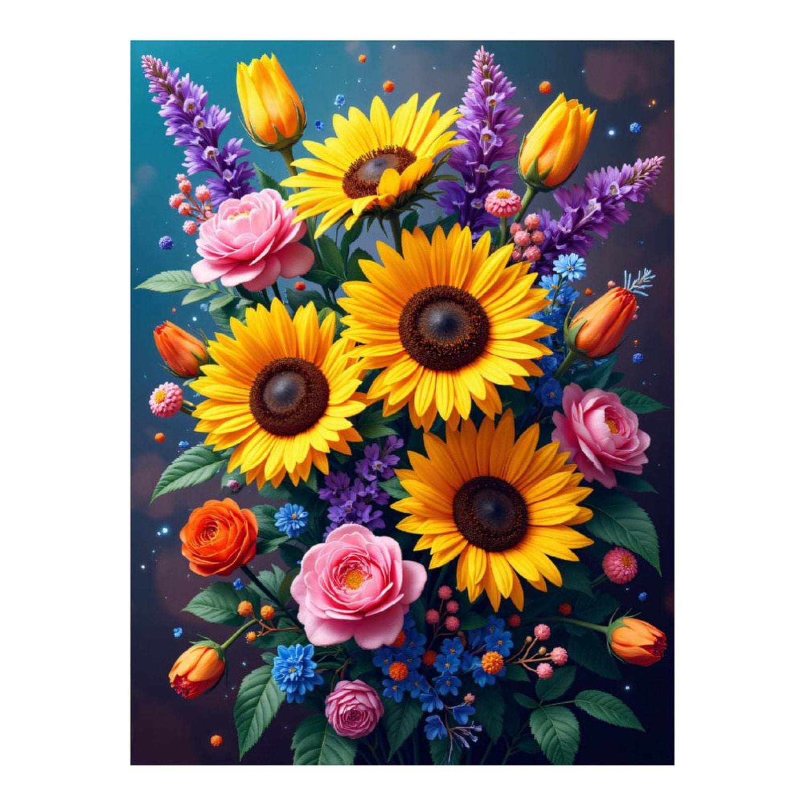 Diamond Art Kit for Adults, Vibrant Floral Bouquet Arrangement Diamond Painting for Adults Beginners, 5D DIY Diamond Art Painting Kits, Colorful Diamond Painting Craft for Home Decor 12x16