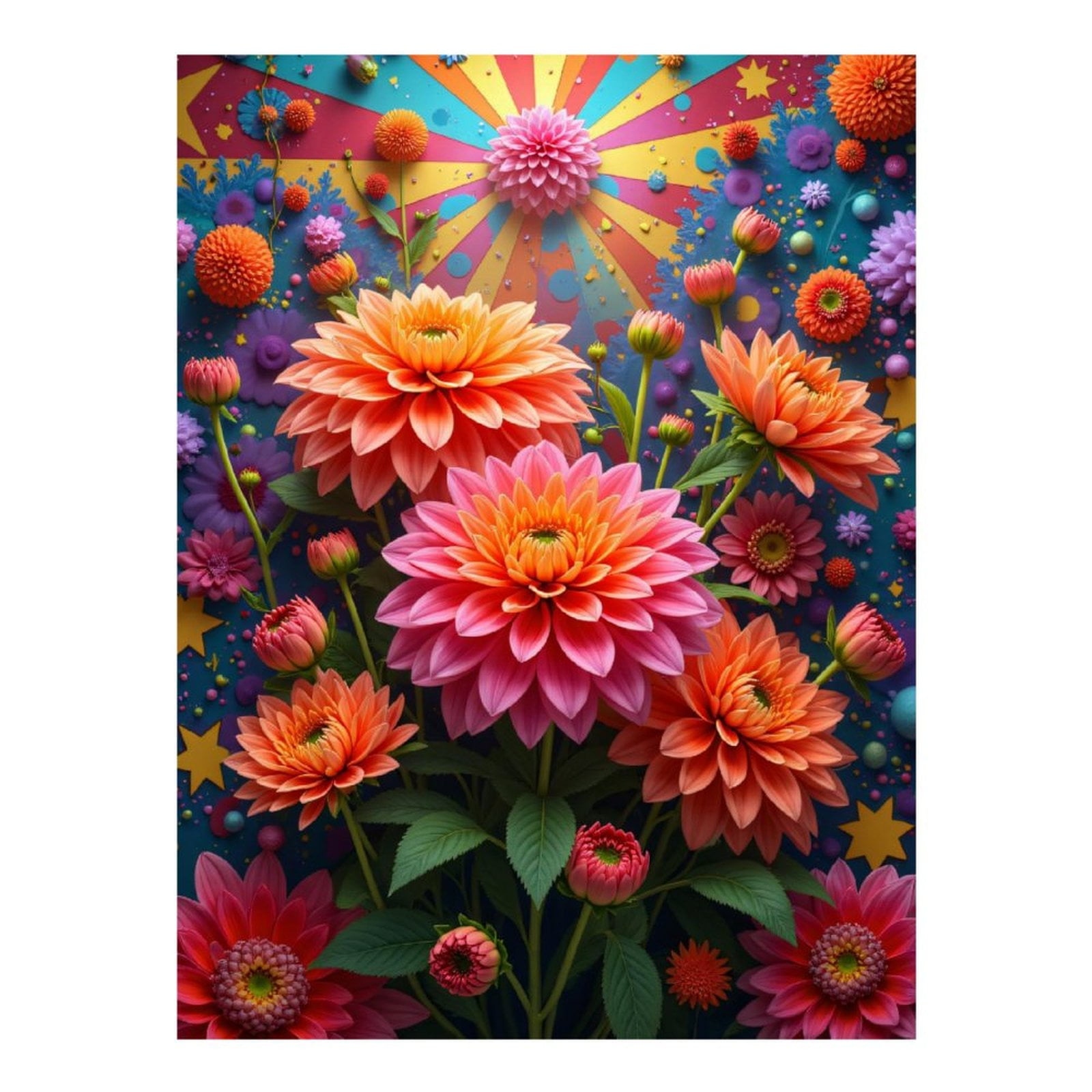Diamond Art Kit for Adults, Vibrant Floral Fantasy Explosion Diamond Painting for Adults Beginners, 5D DIY Diamond Art Painting Kits, Colorful Diamond Painting Craft for Home Decor 12x16