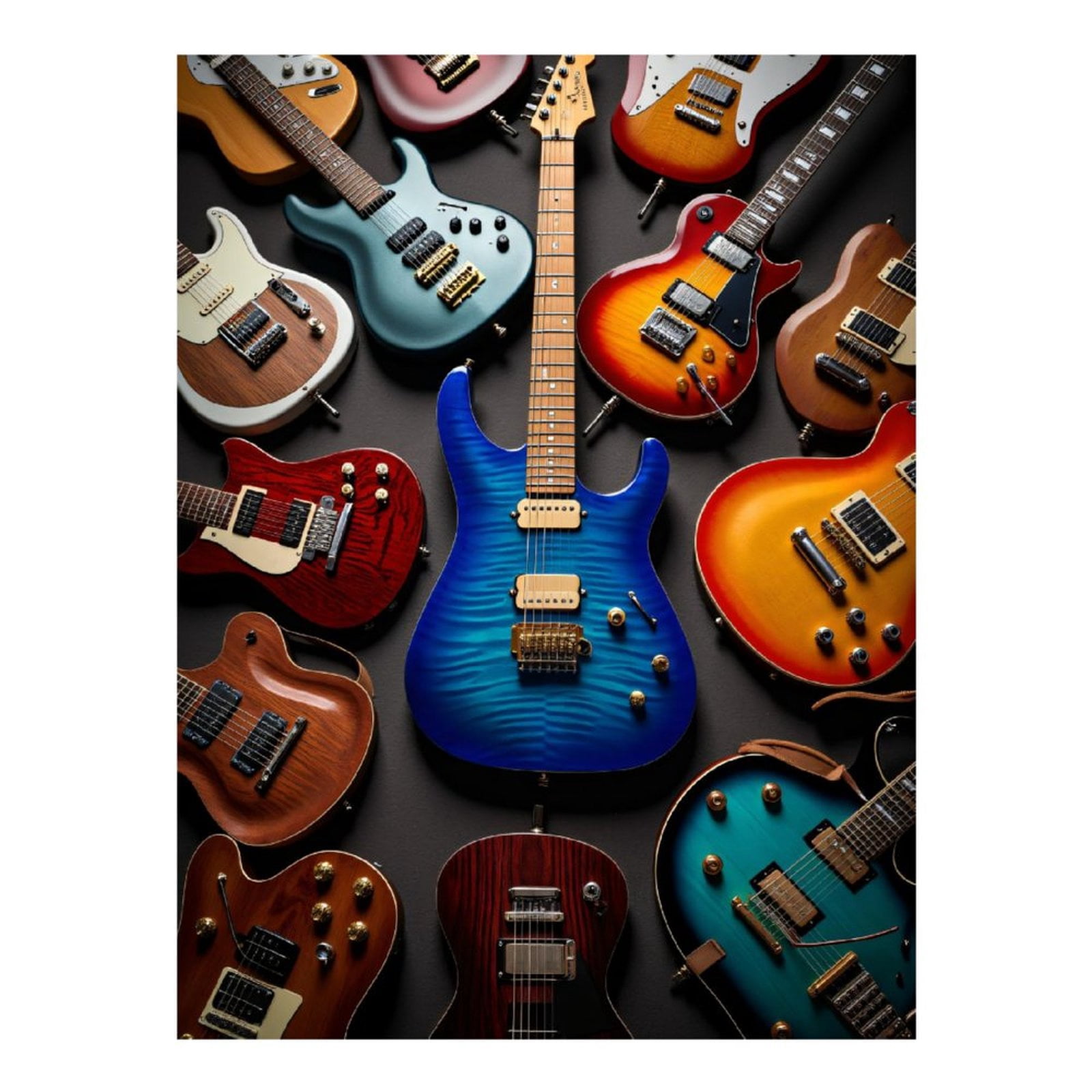 Diamond Art Kit for Adults, Vibrant Guitars Array Diamond Painting for Adults Beginners, DIY Diamond Art Painting Kits, 5D Diamond Painting Crafts for Home Decor 12x16 Frameless