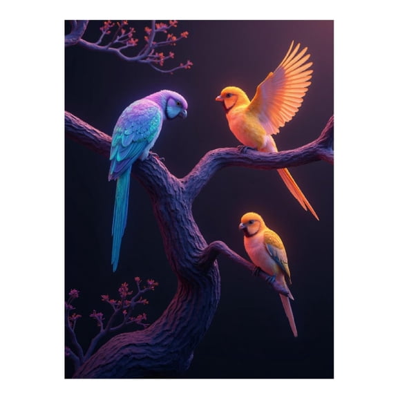 Diamond Art Kit for Adults, Vibrant Parrots On Tree Branches Diamond Painting for Adults Beginners, DIY Diamond Art Painting Kits, 5D Diamond Painting Crafts for Home Decor 12x16 Frameless