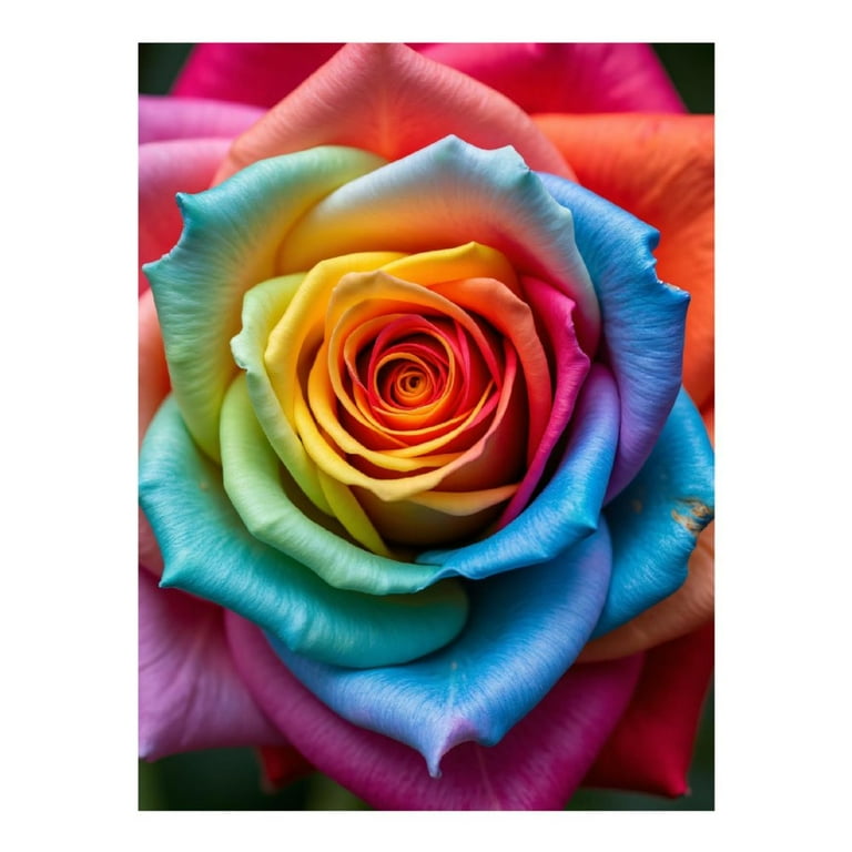 Diamond Art Kit for Adults, Vibrant Rainbow Rose Petals Blossom