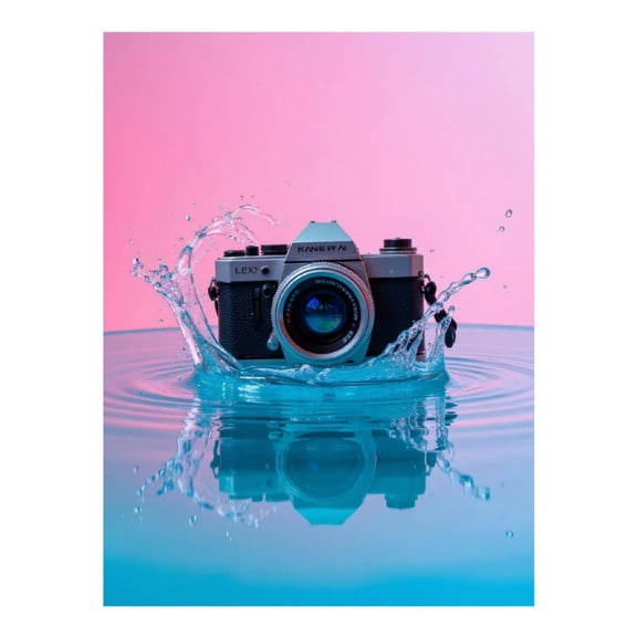 Diamond Art Kit for Adults, Vintage Camera Splash Blue Water Diamond Painting for Adults Beginners, 5D DIY Diamond Art Painting Kits, Colorful Diamond Painting Craft for Home Decor 12x16