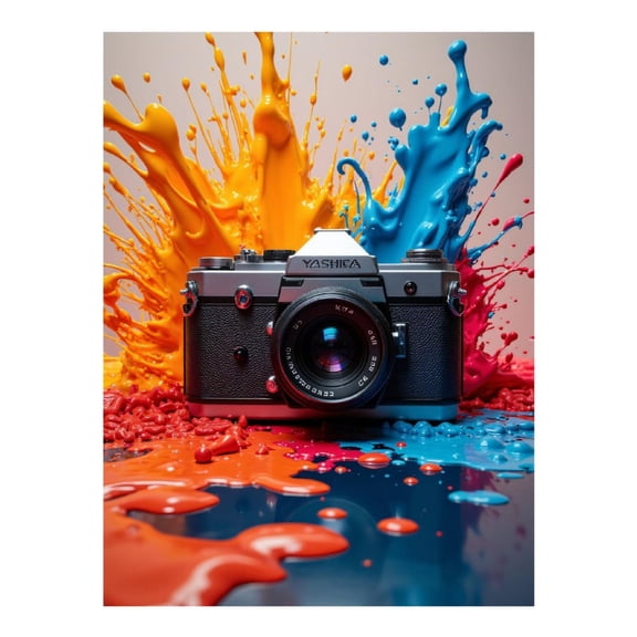 Diamond Art Kit for Adults, Vintage Camera Splash Colors Diamond Painting for Adults Beginners, DIY Diamond Art Painting Kits, 5D Diamond Painting Crafts for Home Decor 12x16 Frameless