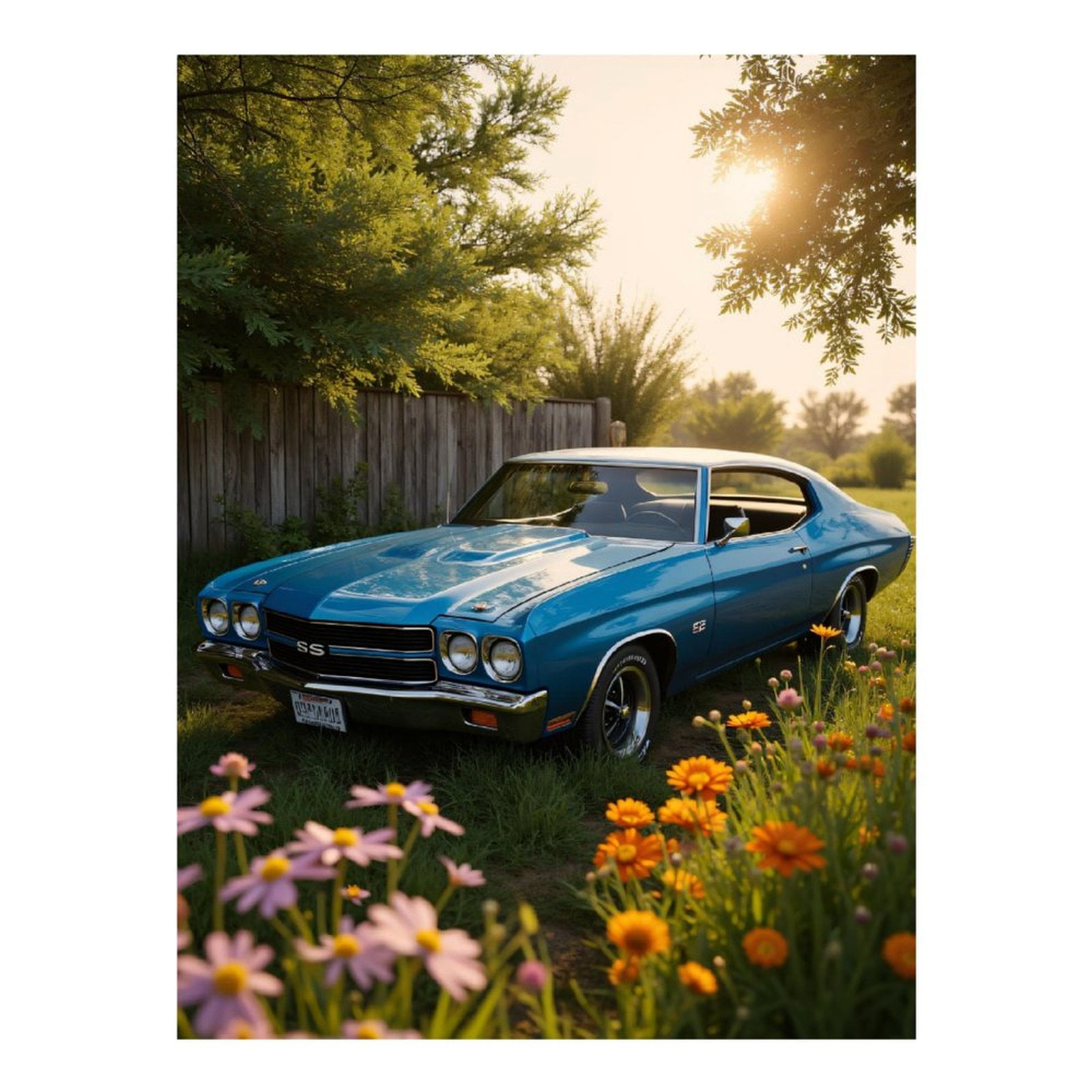 Diamond Art Kit for Adults, Vintage Car Among Summer Blooms Diamond Painting for Adults Beginners, 5D DIY Diamond Art Painting Kits, Colorful Diamond Painting Craft for Home Decor 12x16