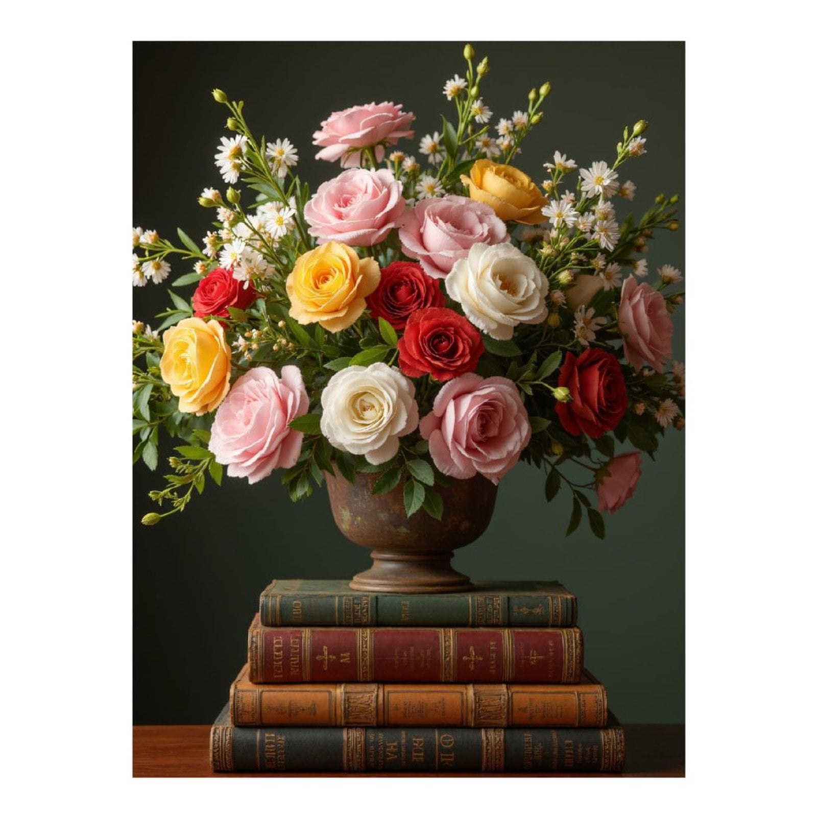 Diamond Art Kit for Adults, Vintage Floral Arrangement Books Diamond Painting for Adults Beginners, DIY Diamond Art Painting Kits, 5D Diamond Painting Crafts for Home Decor 12x16 Frameless