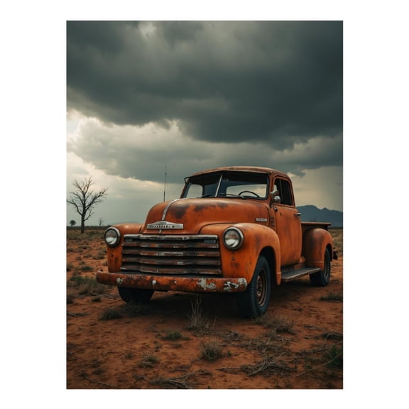 Diamond Art Kit for Adults, Vintage Rusty Truck Stormy Sky Diamond Painting for Adults Beginners, 5D DIY Diamond Art Painting Kits, Colorful Diamond Painting Craft for Home Decor 12x16