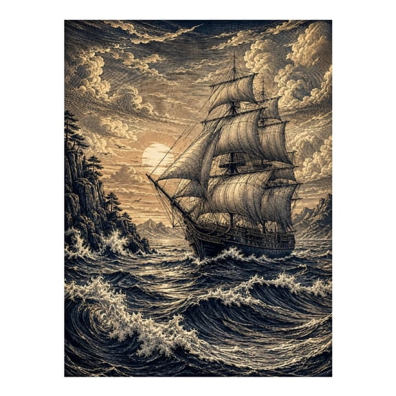 Diamond Art Kit for Adults, Vintage Sail Ship Diamond Painting for Adults Beginners, 5D DIY Diamond Art Painting Kits, Colorful Diamond Painting Craft for Home Decor 12x16