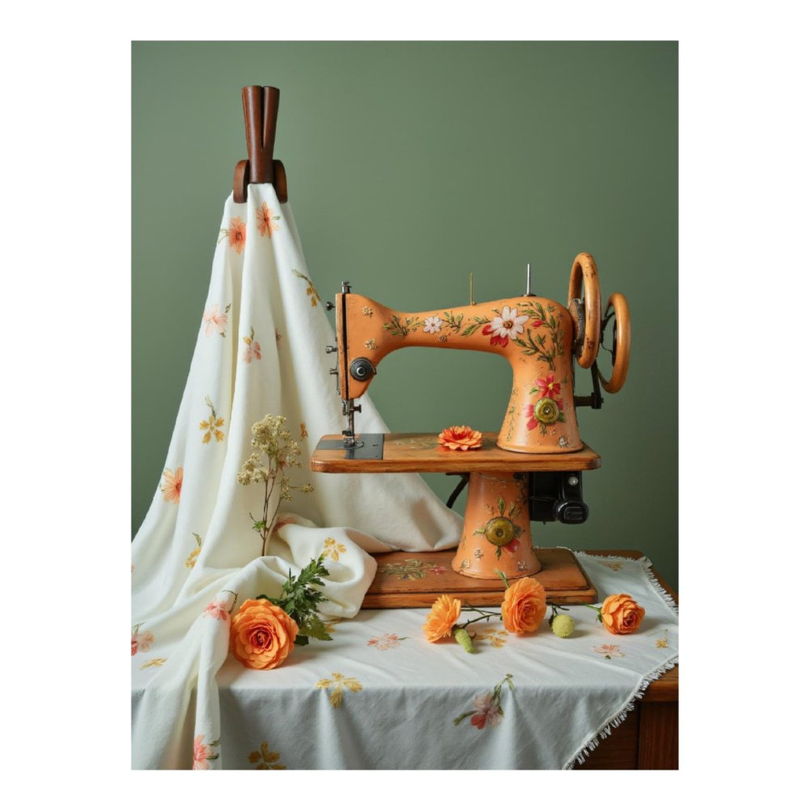Diamond Art Kit for Adults, Vintage Sewing Machine Floral Decor