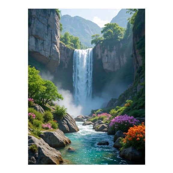 Diamond Art Kit for Adults, Waterfall Cascading Serene Landscape Diamond Painting for Adults Beginners, DIY Diamond Art Painting Kits, 5D Diamond Painting Crafts for Home Decor 12x16 Frameless