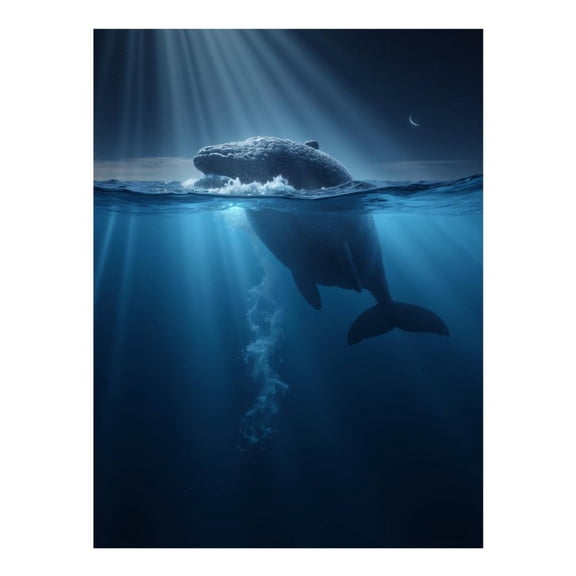 Diamond Art Kit for Adults, Whale Night Ocean Moonlight Diamond Painting for Adults Beginners, DIY Diamond Art Painting Kits, 5D Diamond Painting Crafts for Home Decor 12x16 Frameless