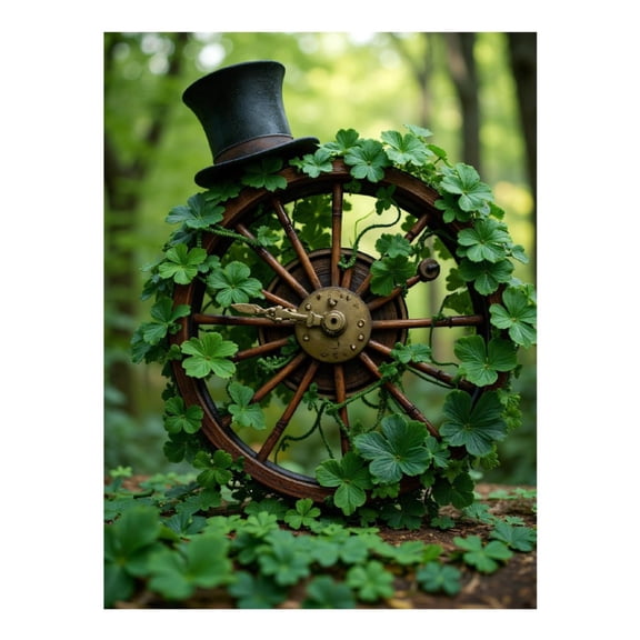 Diamond Art Kit for Adults, Wheel Vine Top Hat Nature Forest Diamond Painting for Adults Beginners, DIY Diamond Art Painting Kits, 5D Diamond Painting Crafts for Home Decor 12x16 Frameless