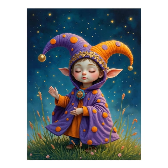 Diamond Art Kit for Adults, Whimsical Elf In Starry Night Diamond Painting for Adults Beginners, 5D DIY Diamond Art Painting Kits, Colorful Diamond Painting Craft for Home Decor 12x16