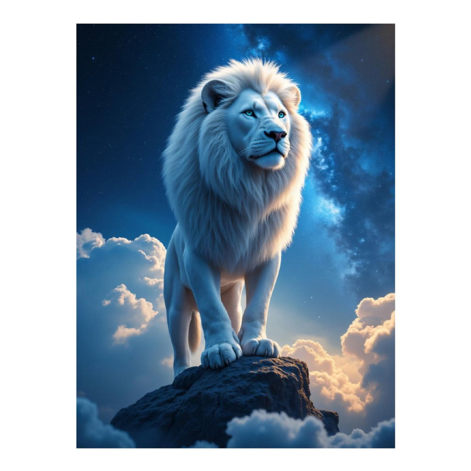 Diamond Art Kit for Adults, White Lion Standing On Rock Diamond Painting for Adults Beginners, 5D DIY Diamond Art Painting Kits, Colorful Diamond Painting Craft for Home Decor 12x16