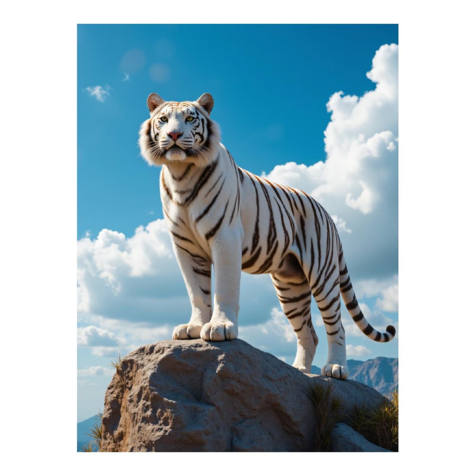 Diamond Art Kit for Adults, White Tiger Majestic Rock Sky Diamond Painting for Adults Beginners, 5D DIY Diamond Art Painting Kits, Colorful Diamond Painting Craft for Home Decor 12x16