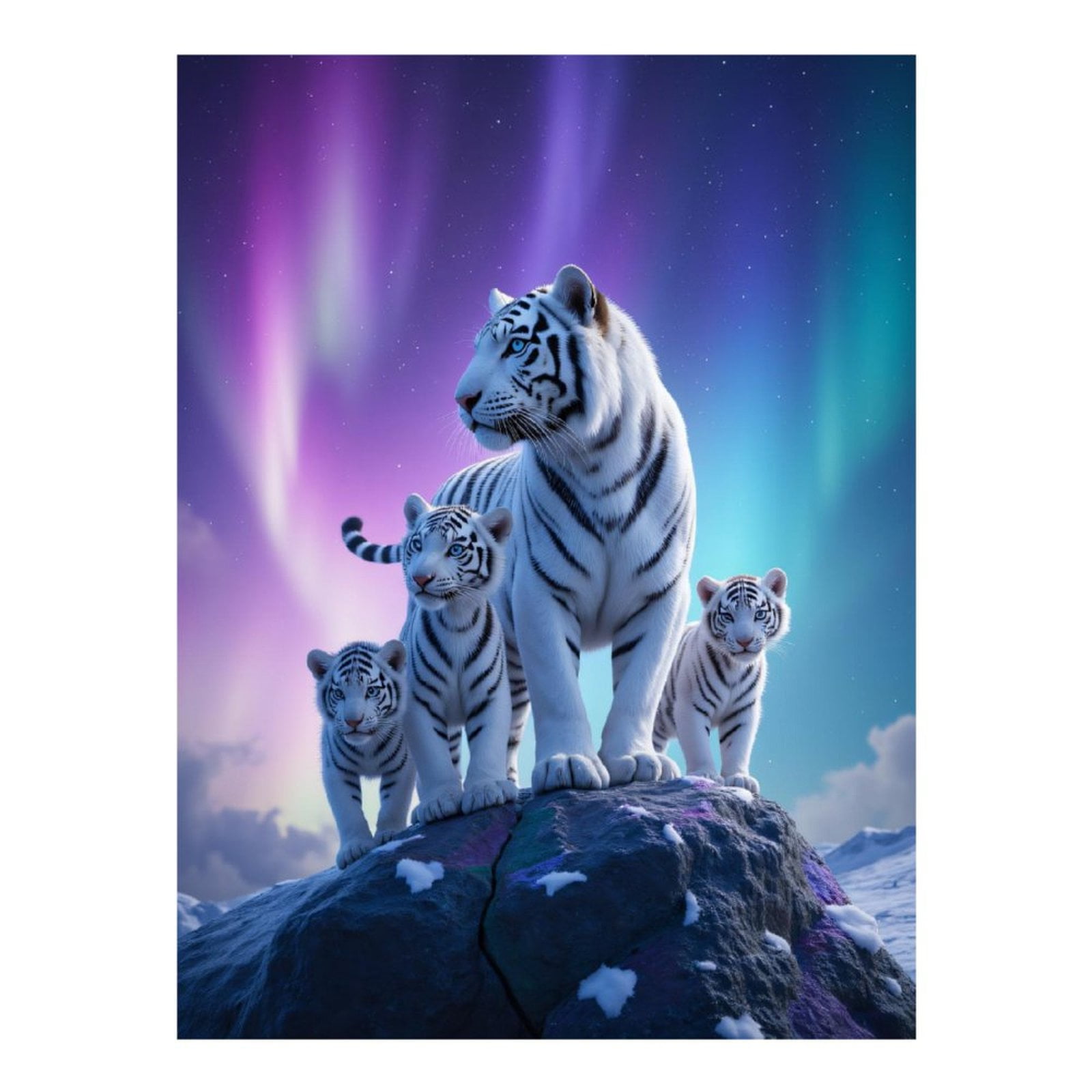 Diamond Art Kit for Adults, White Tigers Under Aurora Sky Diamond Painting for Adults Beginners, DIY Diamond Art Painting Kits, 5D Diamond Painting Crafts for Home Decor 12x16 Frameless