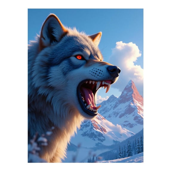 Diamond Art Kit for Adults, Wild Wolf Mountain Landscape Diamond Painting for Adults Beginners, 5D DIY Diamond Art Painting Kits, Colorful Diamond Painting Craft for Home Decor 12x16