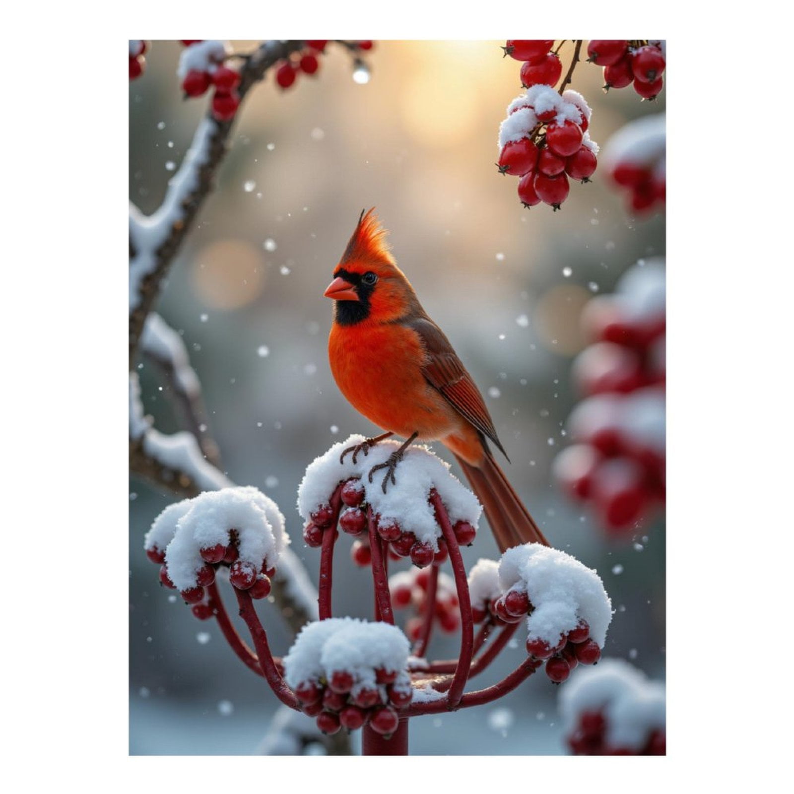 Diamond Art Kit for Adults, Winter Cardinal Snow Red Berries Diamond Painting for Adults Beginners, 5D DIY Diamond Art Painting Kits, Colorful Diamond Painting Craft for Home Decor 12x16