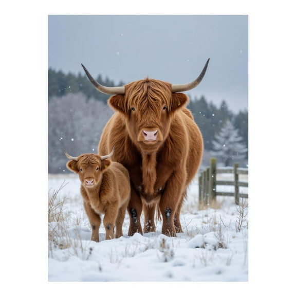 Diamond Art Kit for Adults, Winter Cattle Family Portrait Diamond Painting for Adults Beginners, DIY Diamond Art Painting Kits, 5D Diamond Painting Crafts for Home Decor 12x16 Frameless