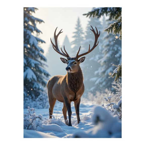 Diamond Art Kit for Adults, Winter Forest Majestic Deer Diamond Painting for Adults Beginners, DIY Diamond Art Painting Kits, 5D Diamond Painting Crafts for Home Decor 12x16 Frameless