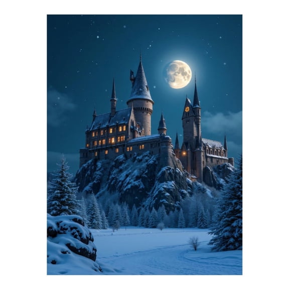 Diamond Art Kit for Adults, Winter Night Castle Moonlit Sky Diamond Painting for Adults Beginners, DIY Diamond Art Painting Kits, 5D Diamond Painting Crafts for Home Decor 12x16 Frameless
