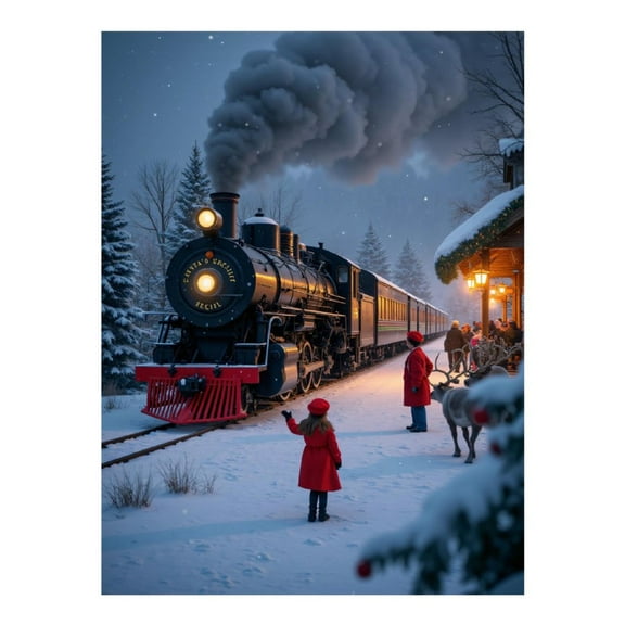 Diamond Art Kit for Adults, Winter Train Journey Holiday Diamond Painting for Adults Beginners, 5D DIY Diamond Art Painting Kits, Colorful Diamond Painting Craft for Home Decor 12x16