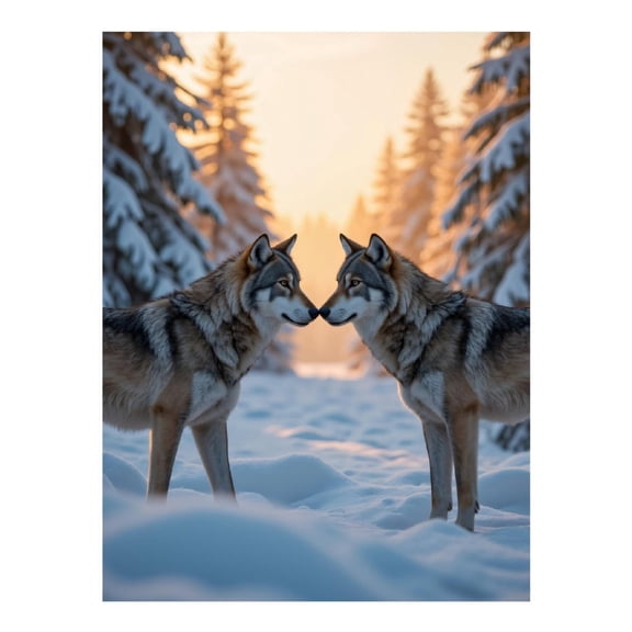 Diamond Art Kit for Adults, Winter Wolves Snow Forest Sunset Diamond Painting for Adults Beginners, DIY Diamond Art Painting Kits, 5D Diamond Painting Crafts for Home Decor 12x16 Frameless