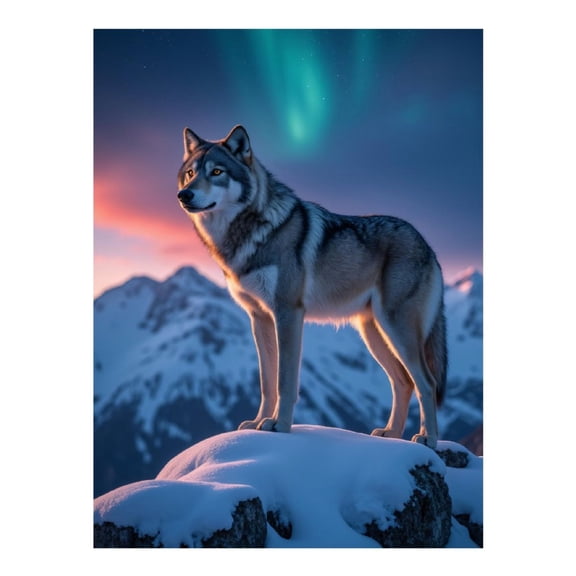 Diamond Art Kit for Adults, Wolf Majestic Aurora Snowy Peaks Diamond Painting for Adults Beginners, DIY Diamond Art Painting Kits, 5D Diamond Painting Crafts for Home Decor 12x16 Frameless