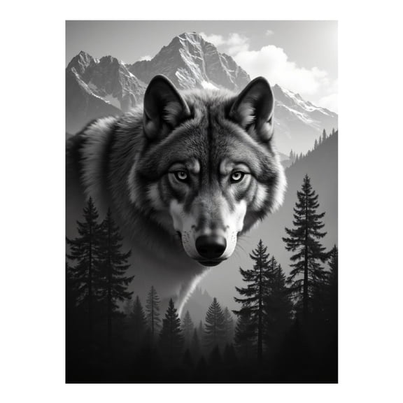 Diamond Art Kit for Adults, Wolf Majestic Mountain Forest Scene Diamond Painting for Adults Beginners, 5D DIY Diamond Art Painting Kits, Colorful Diamond Painting Craft for Home Decor 12x16