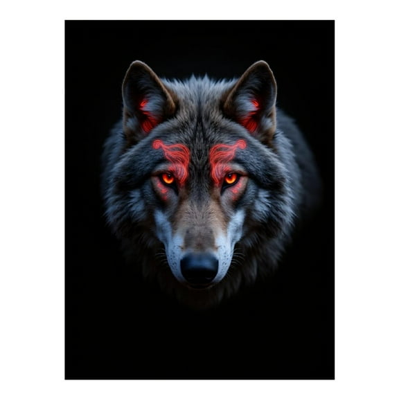 Diamond Art Kit for Adults, Wolf Red Glowing Eyes Dark Portrait Diamond Painting for Adults Beginners, DIY Diamond Art Painting Kits, 5D Diamond Painting Crafts for Home Decor 12x16 Frameless