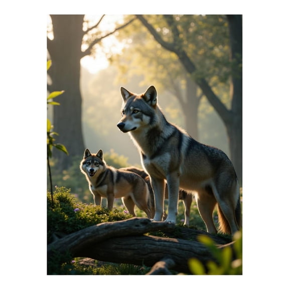 Diamond Art Kit for Adults, Wolves In Forest Morning Light Diamond Painting for Adults Beginners, 5D DIY Diamond Art Painting Kits, Colorful Diamond Painting Craft for Home Decor 12x16