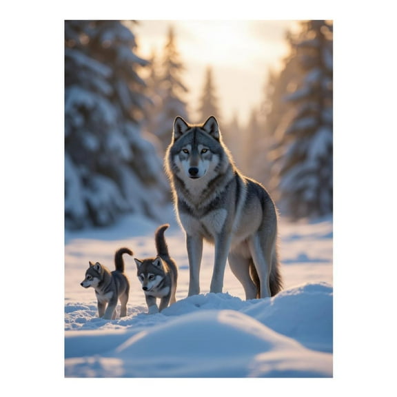 Diamond Art Kit for Adults, Wolves Snowy Forest Sunset Scene Diamond Painting for Adults Beginners, 5D DIY Diamond Art Painting Kits, Colorful Diamond Painting Craft for Home Decor 12x16