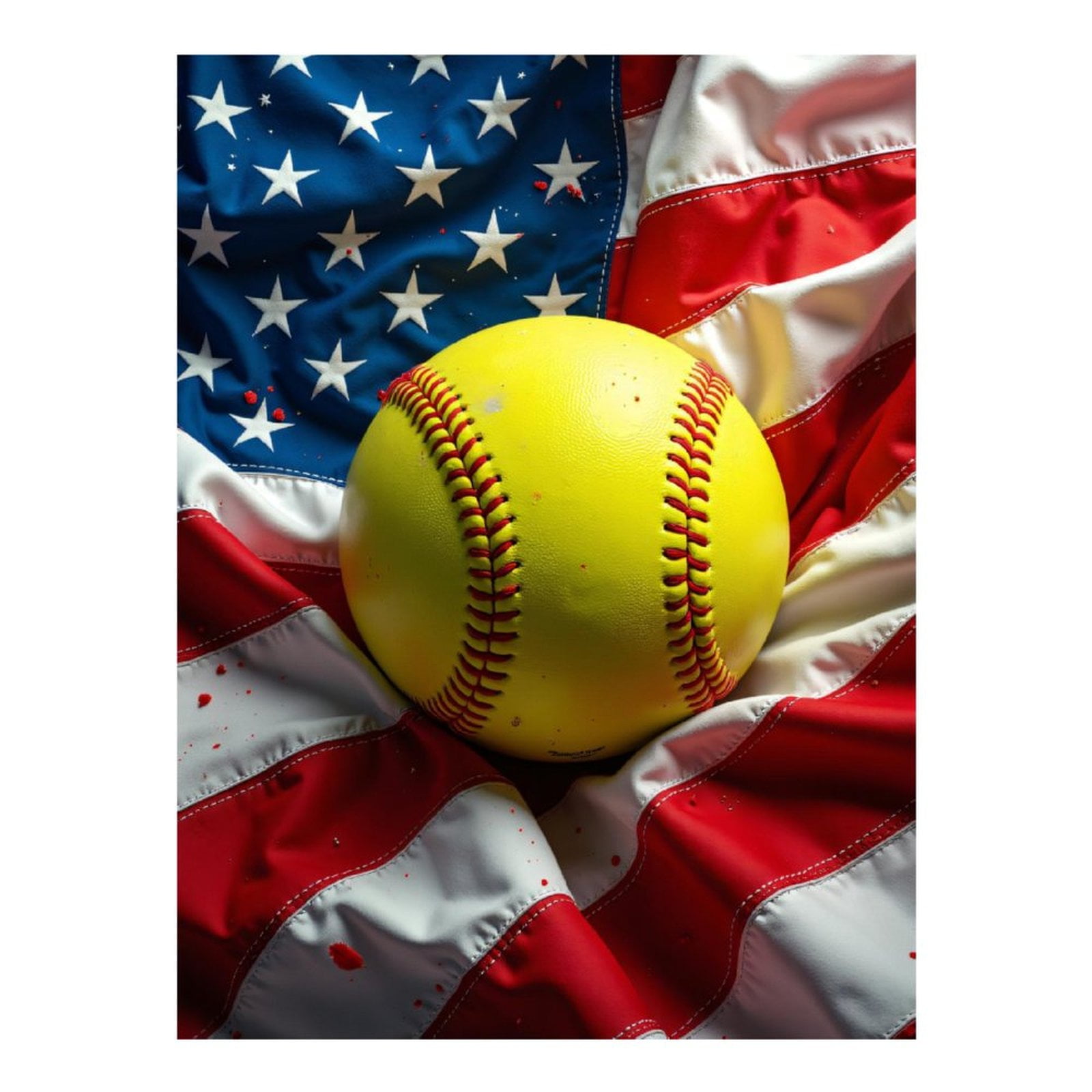 Diamond Art Kit for Adults, Yellow Softball American Flag Diamond Painting for Adults Beginners, 5D DIY Diamond Art Painting Kits, Colorful Diamond Painting Craft for Home Decor 12x16