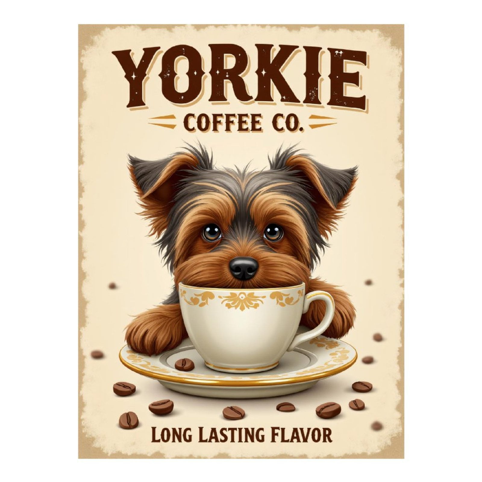 Diamond Art Kit for Adults, Yorkie Coffee Pup Charming Cup Diamond Painting for Adults Beginners, 5D DIY Diamond Art Painting Kits, Colorful Diamond Painting Craft for Home Decor 12x16