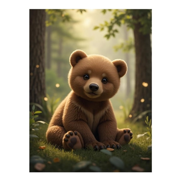 Diamond Art Kit for Adults, Young Bear Forest Scene Diamond Painting for Adults Beginners, DIY Diamond Art Painting Kits, 5D Diamond Painting Crafts for Home Decor 12x16 Frameless