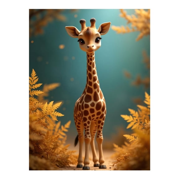 Diamond Art Kit for Adults, Young Giraffe Autumn Leaves Scene Diamond Painting for Adults Beginners, DIY Diamond Art Painting Kits, 5D Diamond Painting Crafts for Home Decor 12x16 Frameless