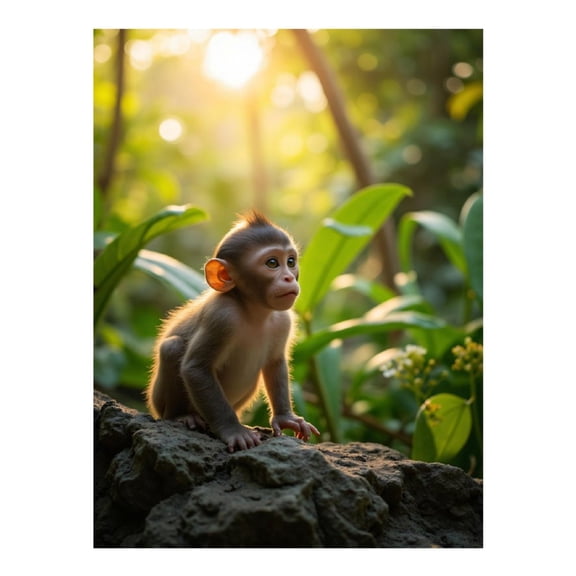 Diamond Art Kit for Adults, Young Monkey Forest Sunrise Diamond Painting for Adults Beginners, DIY Diamond Art Painting Kits, 5D Diamond Painting Crafts for Home Decor 12x16 Frameless