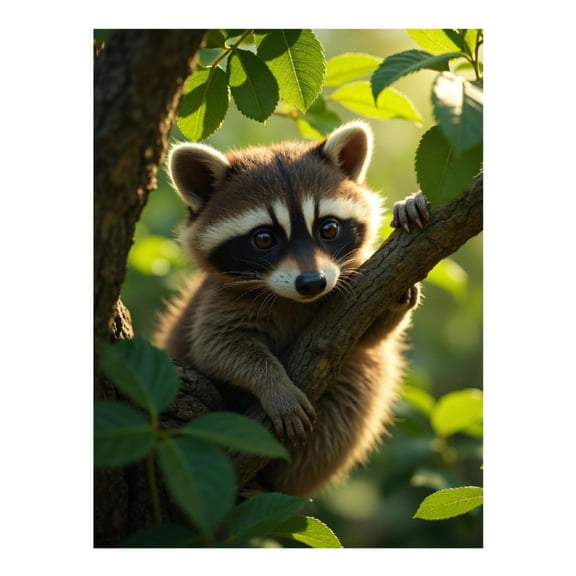 Diamond Art Kit for Adults, Young Raccoon In Sunlit Tree Diamond Painting for Adults Beginners, DIY Diamond Art Painting Kits, 5D Diamond Painting Crafts for Home Decor 12x16 Frameless