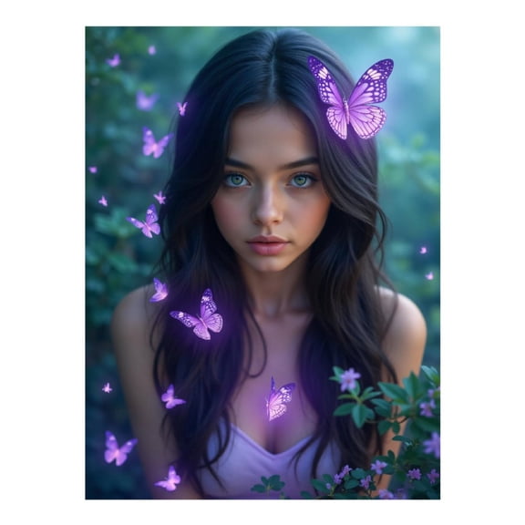 Diamond Art Kit for Adults, Young Woman Butterflies Enchantment Diamond Painting for Adults Beginners, DIY Diamond Art Painting Kits, 5D Diamond Painting Crafts for Home Decor 12x16 Frameless