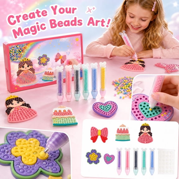 Diamond Art Kit for Student with 6 Refillable Diamond Art Pens 5 Fun Decorative Patterns Diy Dot Art Activity Set for Girls Ages 4 to 12 Ideal Kids Birthday Party Favor and