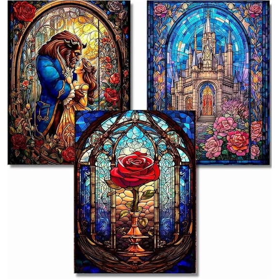 Diamond Art Kits for Adults - 3 Pack Cartoon Diamond Painting for Beginners, Diamond Dots Round 5D Full Drill Paint with Diamonds Pictures Gem Art Painting Kits DIY Crafts Kits 12x16inch