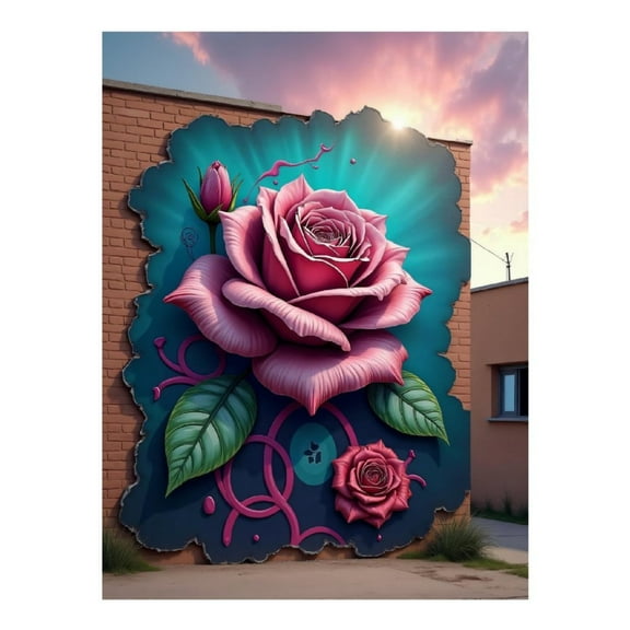 Diamond Art Kits for Adults - 3D Rose Wall Print No.855 5D Frameless Dimond Painting Kit for Adults Beginner, Round Diamond Kits for Home Wall Decor, Gift for Women