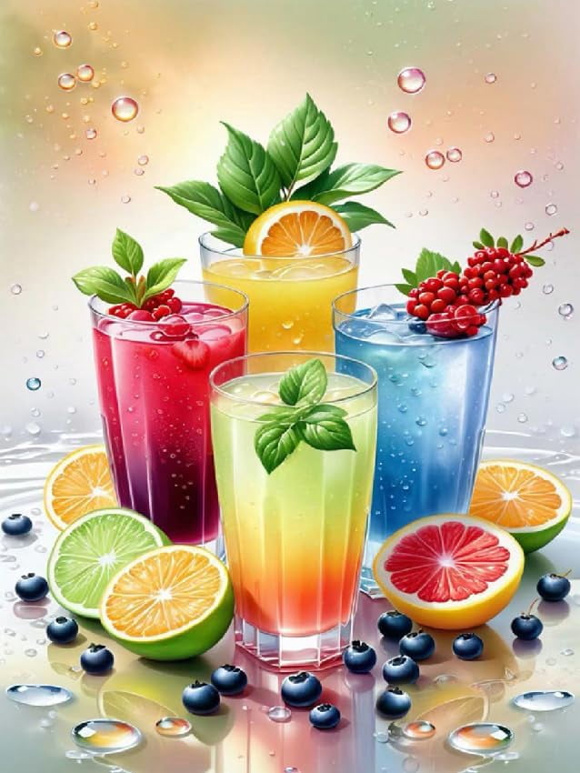 Diamond Art Kits for Adults,5D DIY Drinks Diamond Painting Kits for Adults Beginners Full Round Drills,Paint by Diamonds Gem Art for Holiday Gifts and Home Wall Decor 16X20 Inch