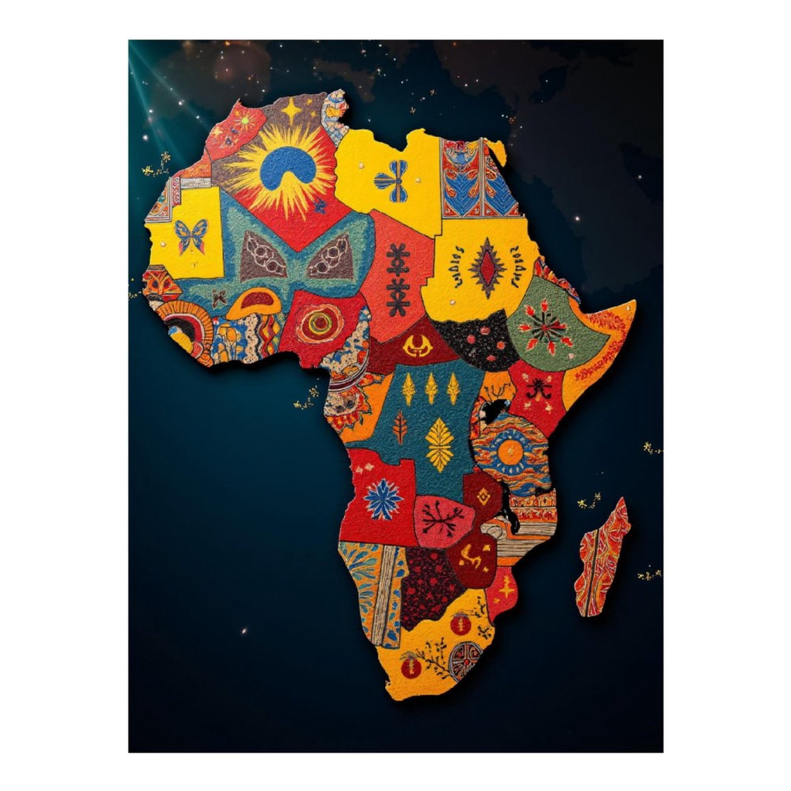 Diamond Art Kits for Adults - 5d Africa Map Colorful Patterns Art Diamond Painting for Adults, Diamond Art for Adults Beginners, Diamond Painting Kits for Adults for Home Wall Decor